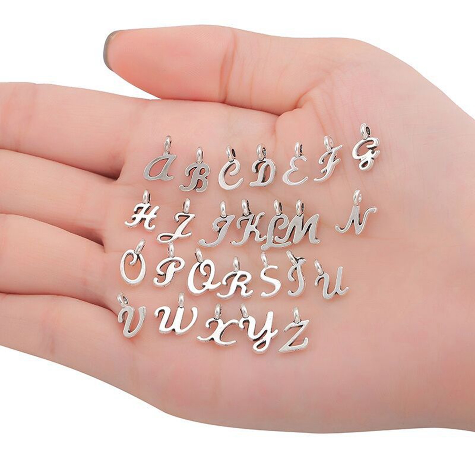 26/52pcs A-Z Mini Alphabet Charms – 10mm Silver Gold Alloy Letter Pendants DIY