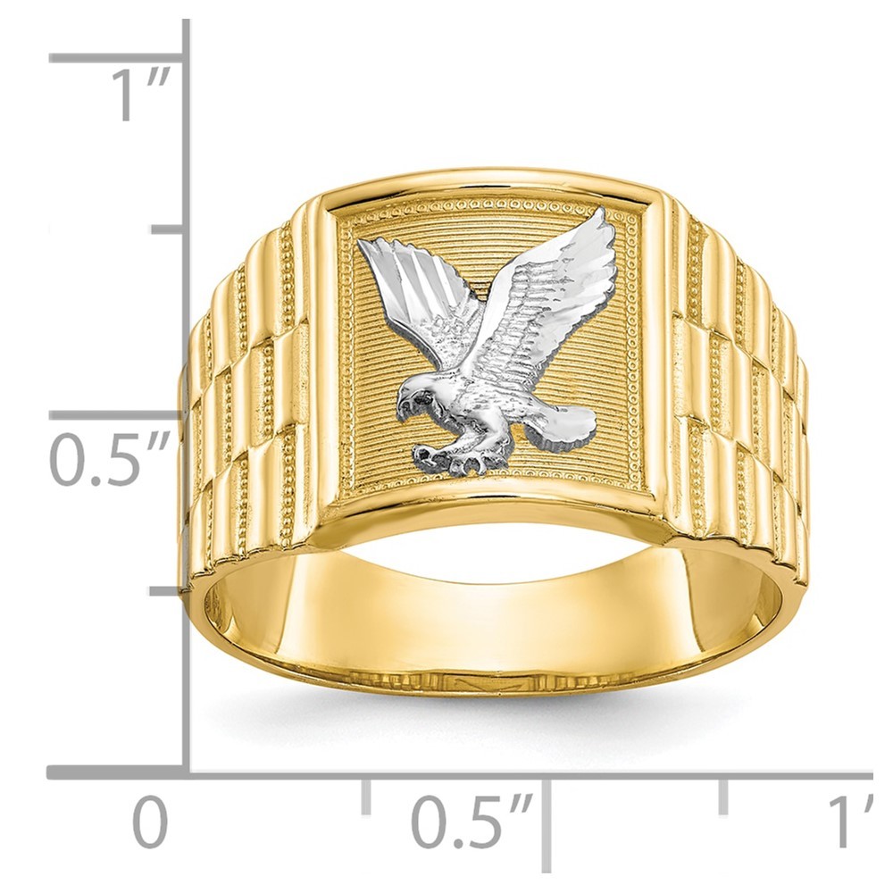 10k Yellow Gold & White Rhodium Eagle Men’s Ring Size 10