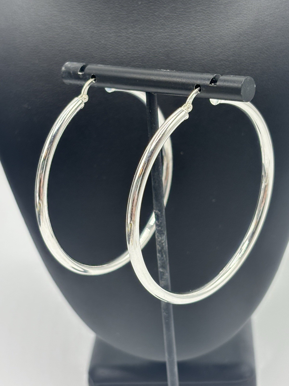 Sterling Silver Hoop Earrings 925 Statement Fine Jewelry 6.80g 2”
