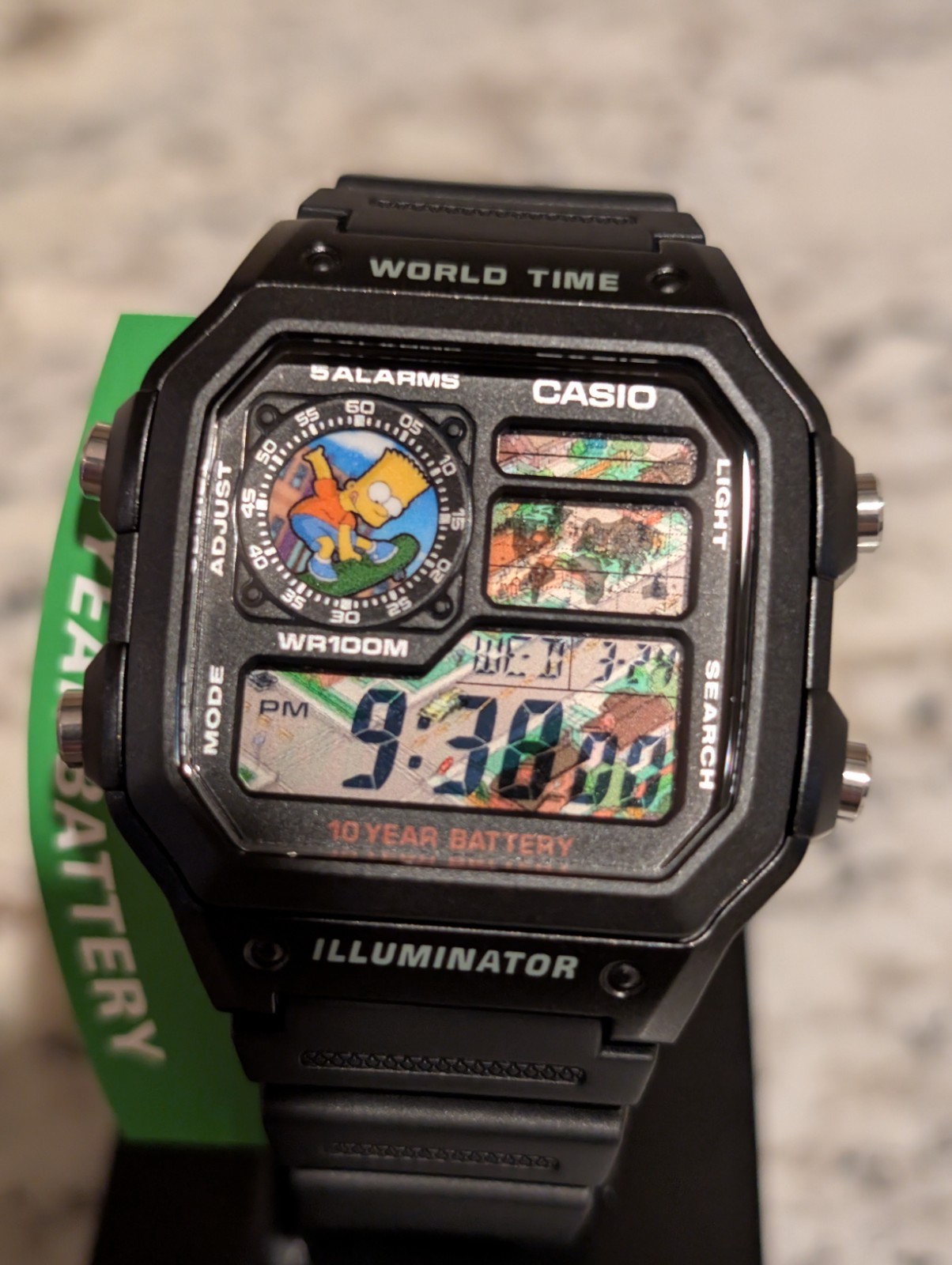 Bart Simpson inspired Custom Casio AE1200 Mod | World time watch | The Simpsons