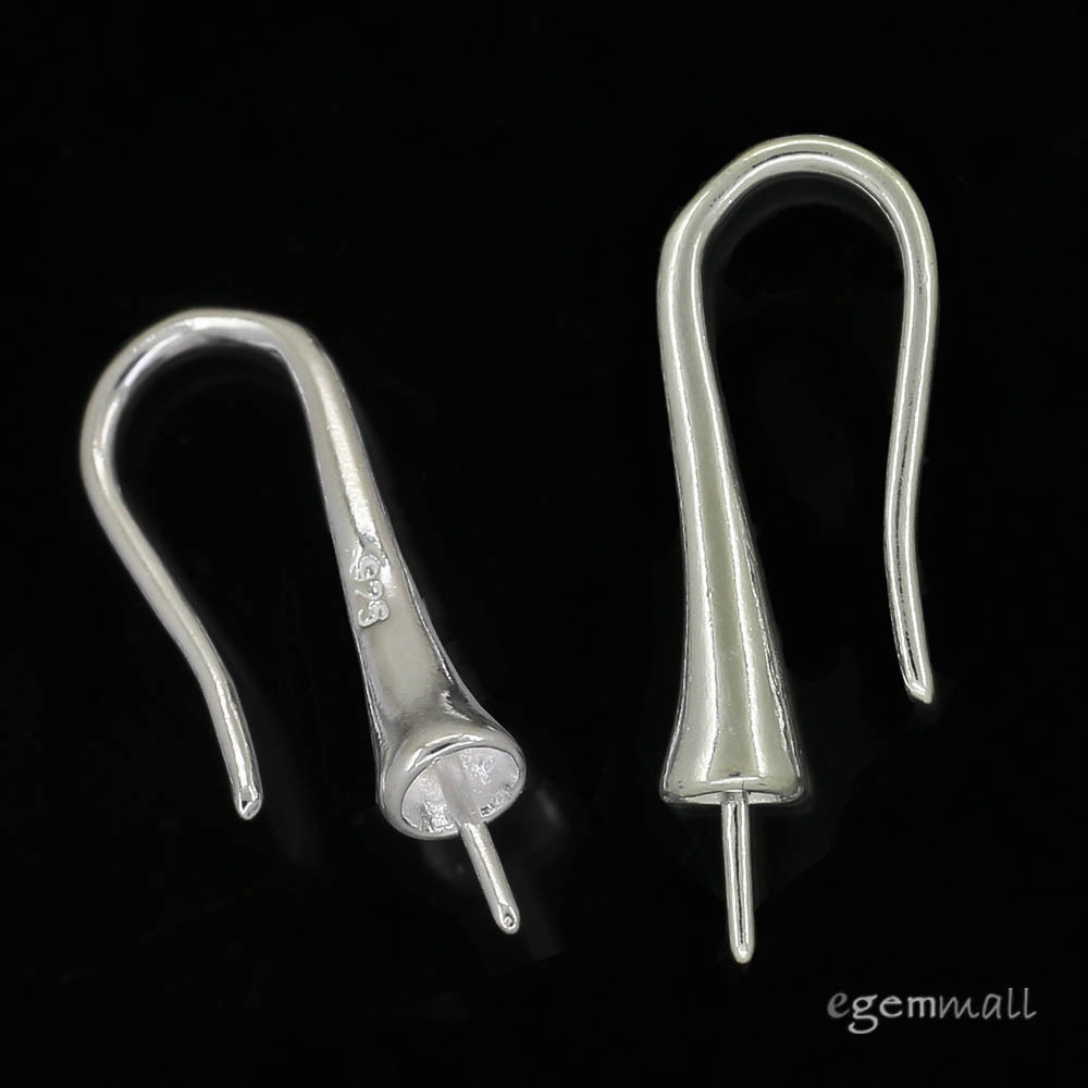 Sterling Silver French Hook Earring Ear Wire with Pearl Cup Pin #99330
