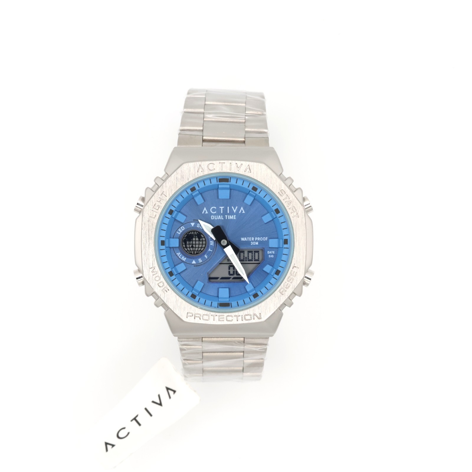 Invicta Activa Signal X Analog Digital Watch 45.5mm Silver Blue ACWM423-004