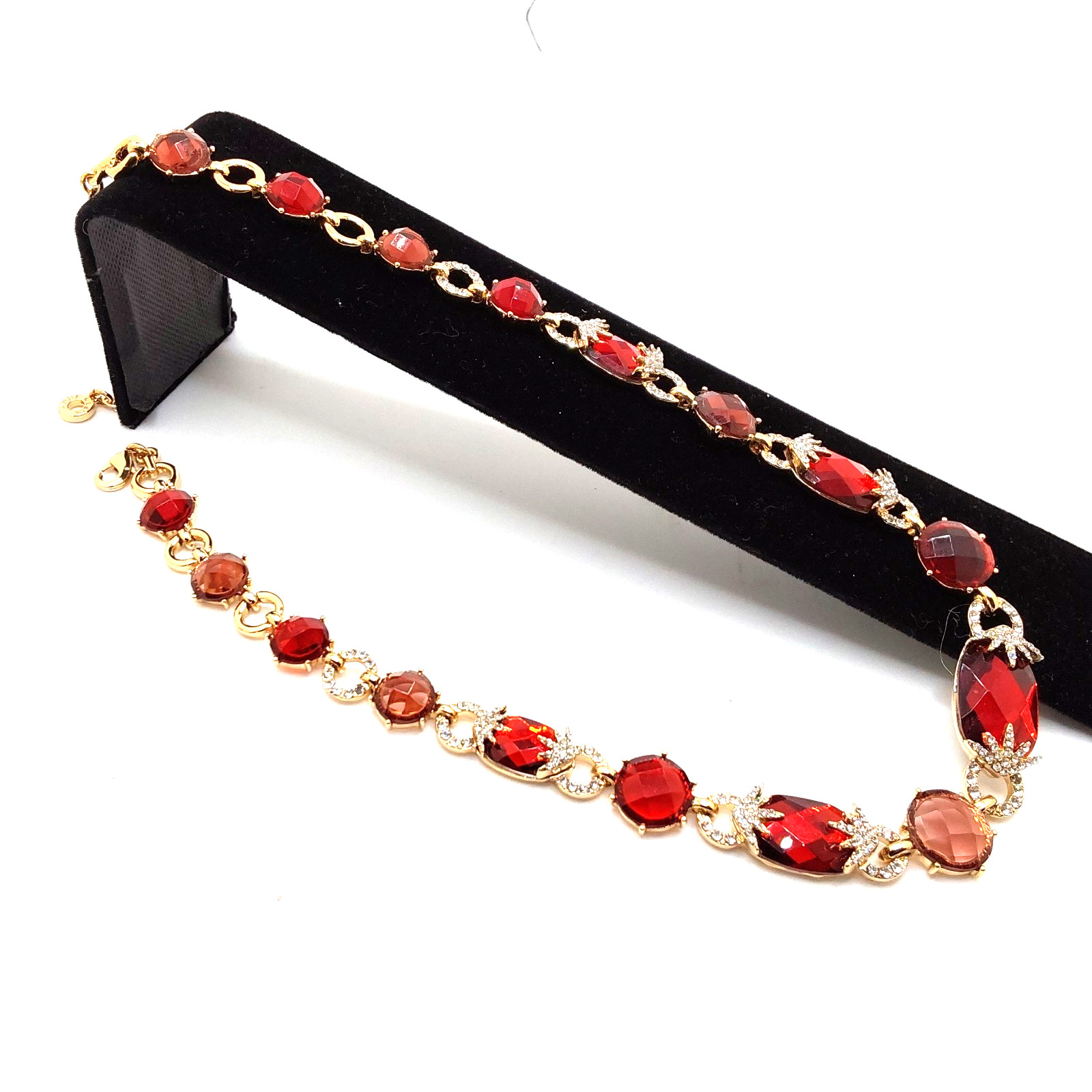 Anne Klein Beautiful Elegant Pave Siam Stone Collar Necklace