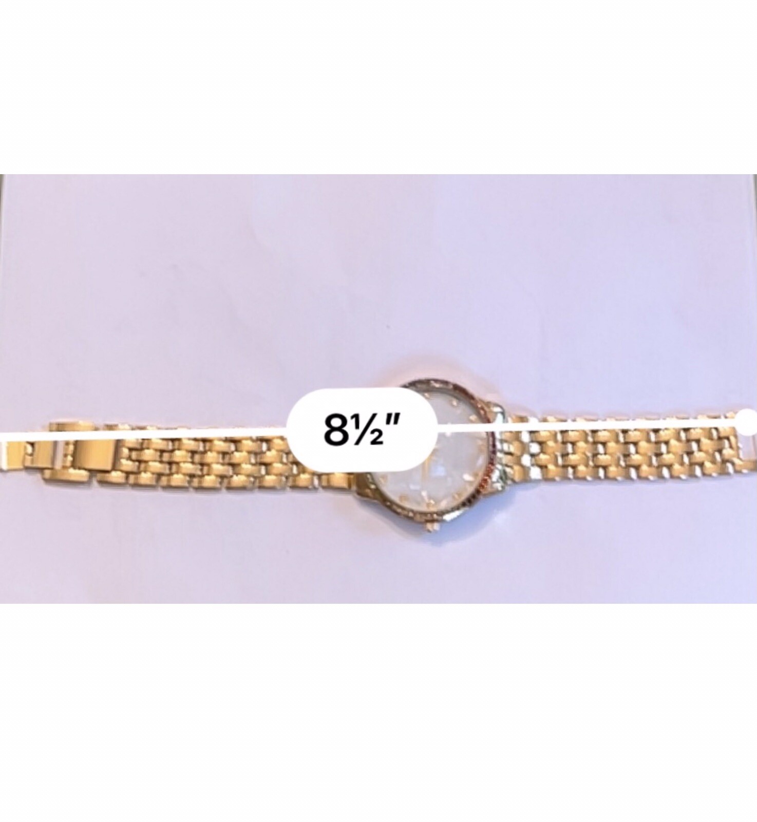 American Exchange Pavé Rhinestone Wristwatch Goldtone Mother Of Pearl Face