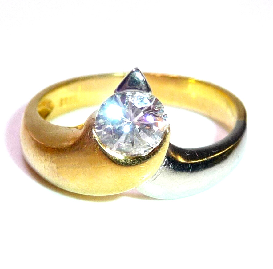 Ring 750 Gold 0.70 ct. Diamond Size 59/ 18.8mm 5.9 Grams G/P Excellent Condition