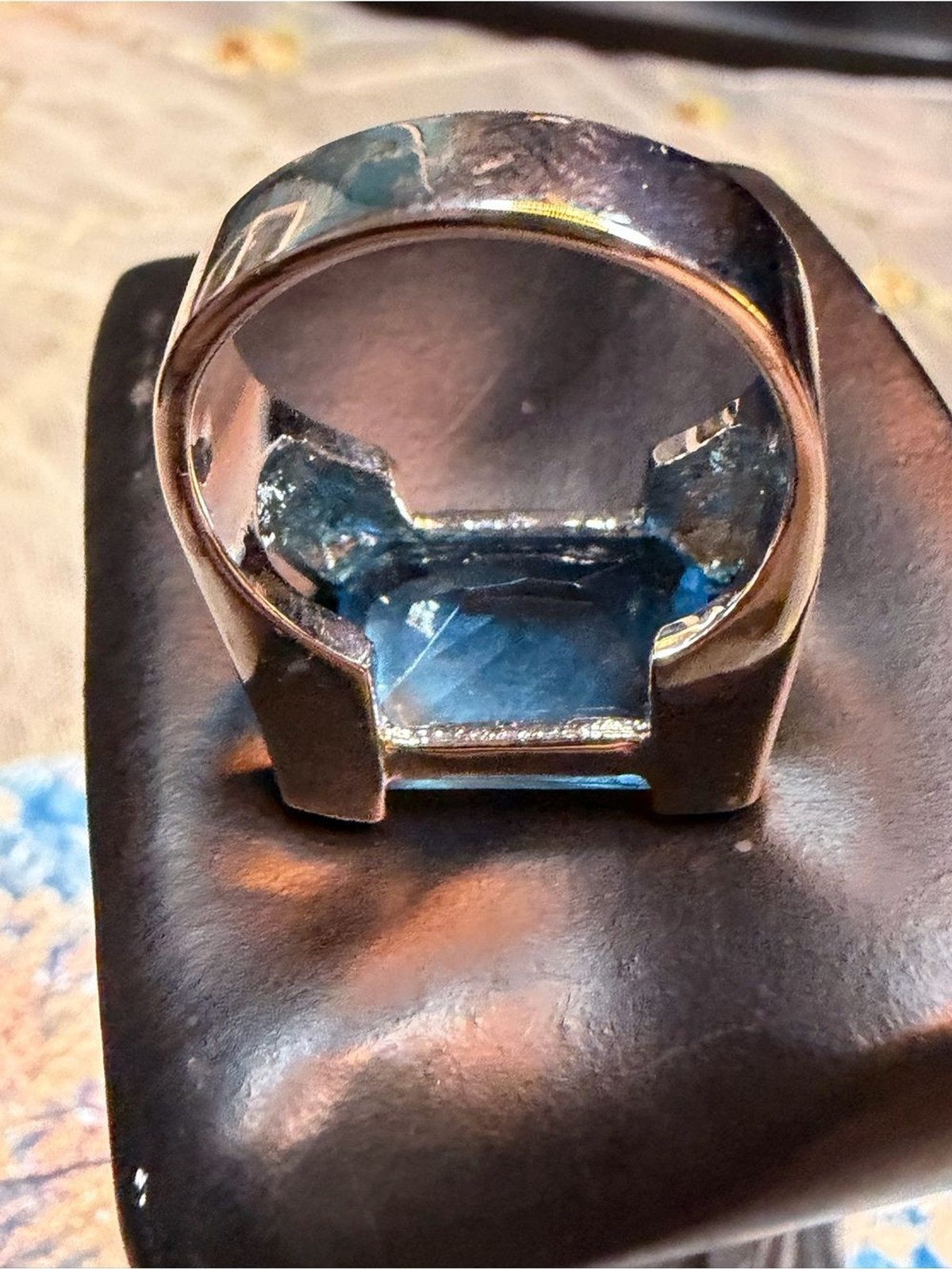 Bright Blue Crystal Cocktail Ring in Silver-Tone Setting
