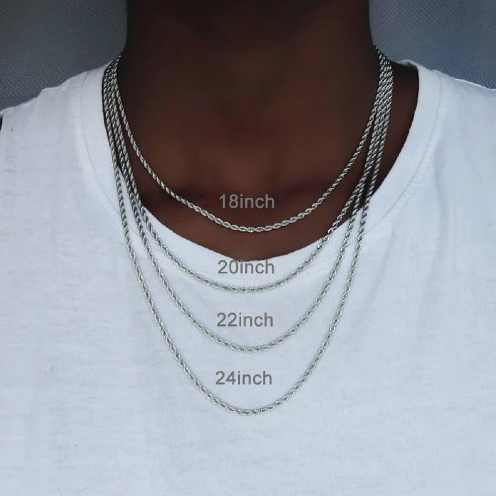 Stainless Steel Rope Chains 20 Inches 2mm Twist Rope Necklace Men Women