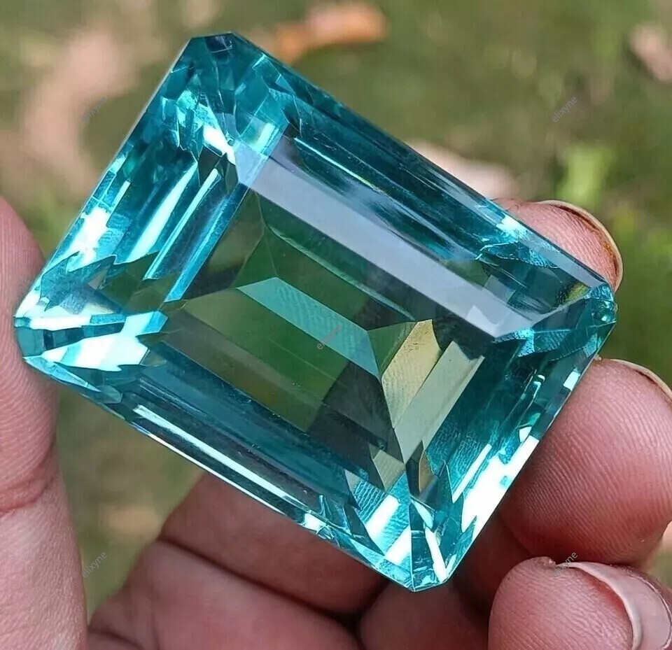 100 Cts Plus Certified Blue Topaz Emerald Cut Big Size Flawless Loose Gemstone