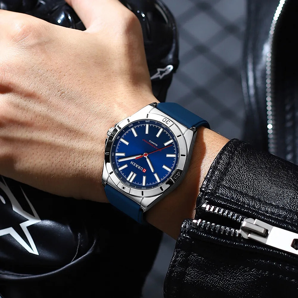 CURREN Men Quartz Watch Casual Business Wristwatch Boys Silicone Sport Watches