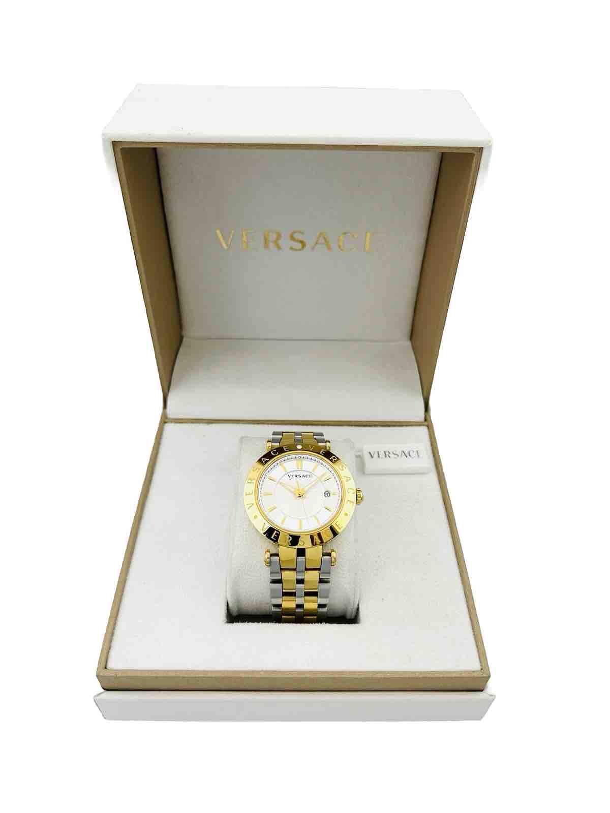 Versace VQP080015 V-Race 42mm Two-Tone Bicolour IP 2N + Silver Bracelet Watch