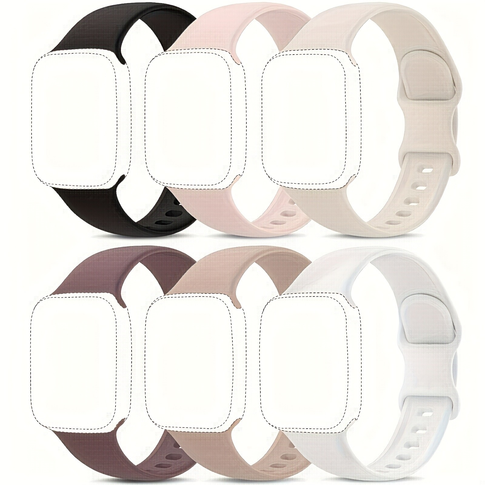 6 Pack Silicone Sport Bands Compatible wit Apple Watch 38/40/41/42/44/45/46/49mm