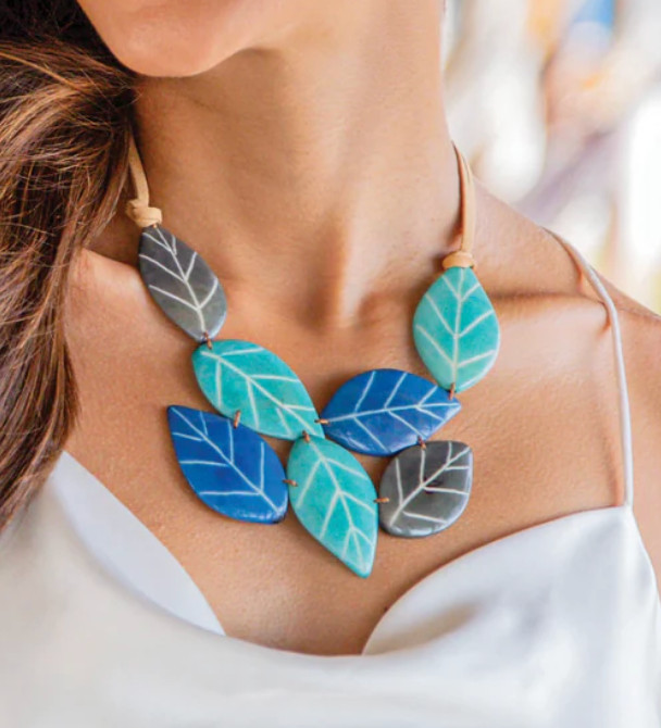 TAGUA NUT “SAMIRA” NECKLACE ORGANIC ARTISAN HANDMADE BOHO STATEMENT JEWELRY NEW