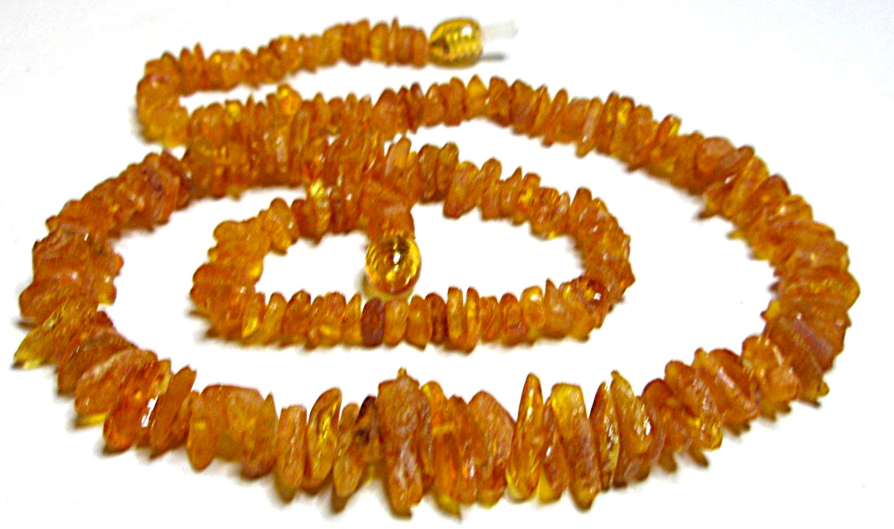 Lot – 3 Genuine Raw Baltic Amber Chip Necklaces 45 cm 17.5” Cognac Honey 56 gr!