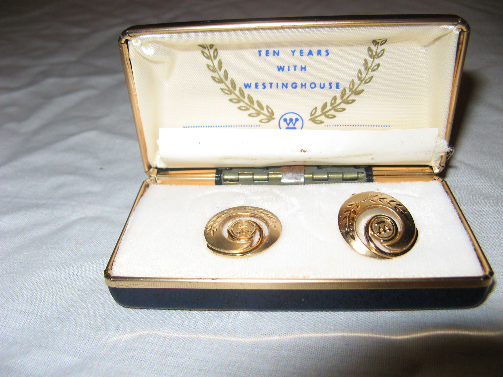 Westinghouse Gold Tone Clip On Earrings 10 Years With Westinghouse in Box