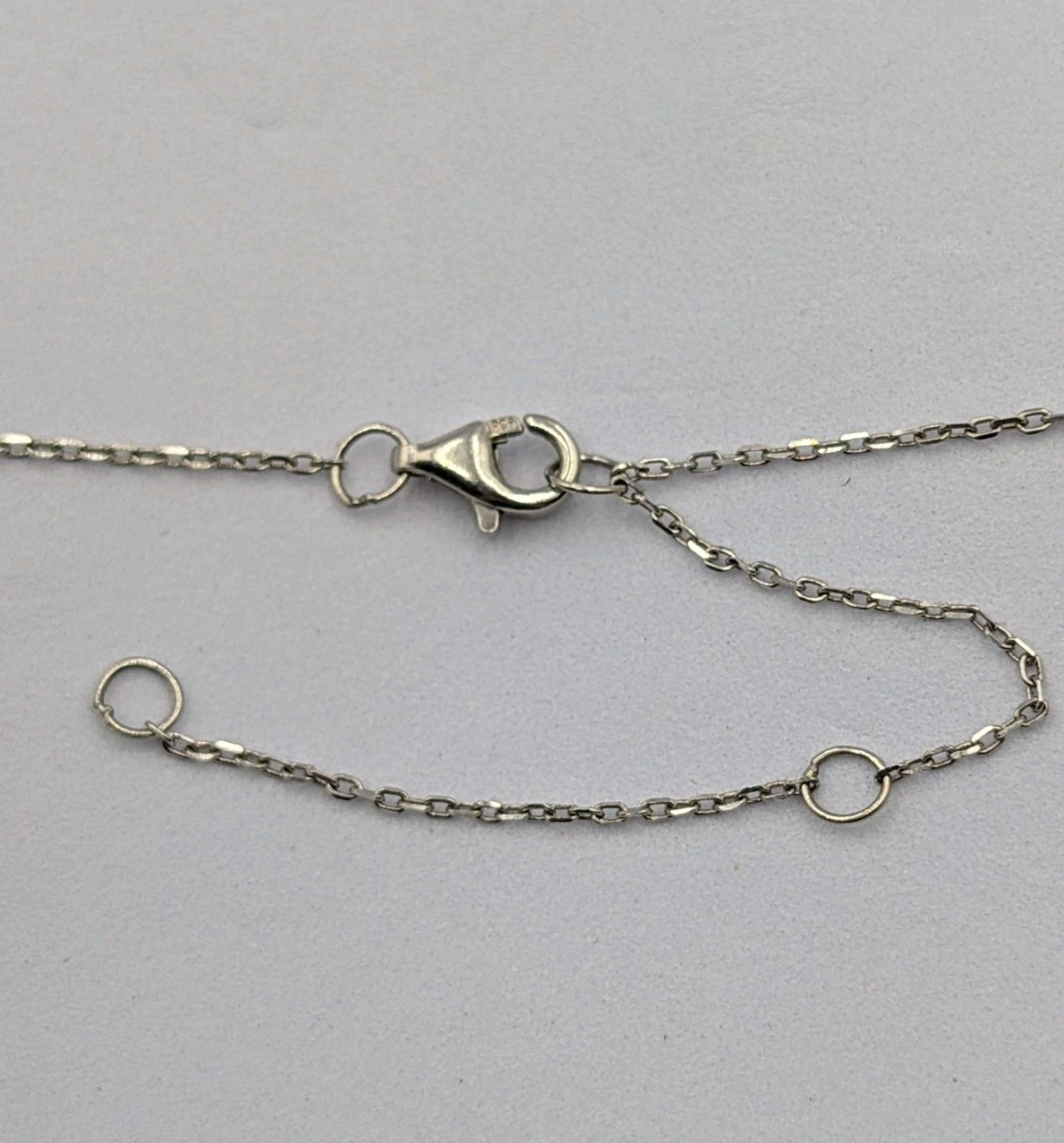 Signed Sterling Silver Pave CZ Circle Cable Chain 925 Necklace 15.75″-18.5″ Adj.