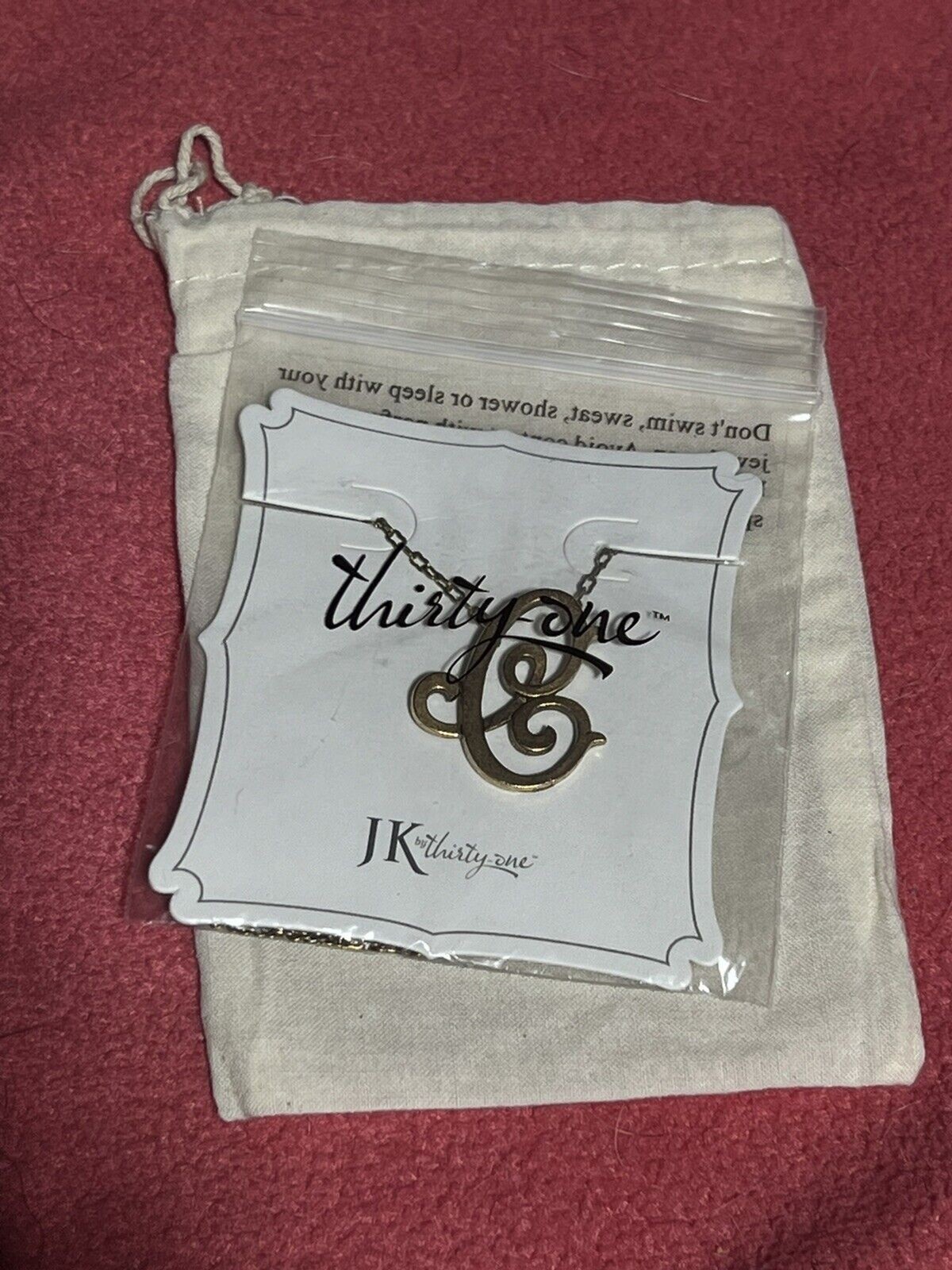 JK by Thirty One Initial Monogram C Necklace Gold Tone 20″ Gold NIB