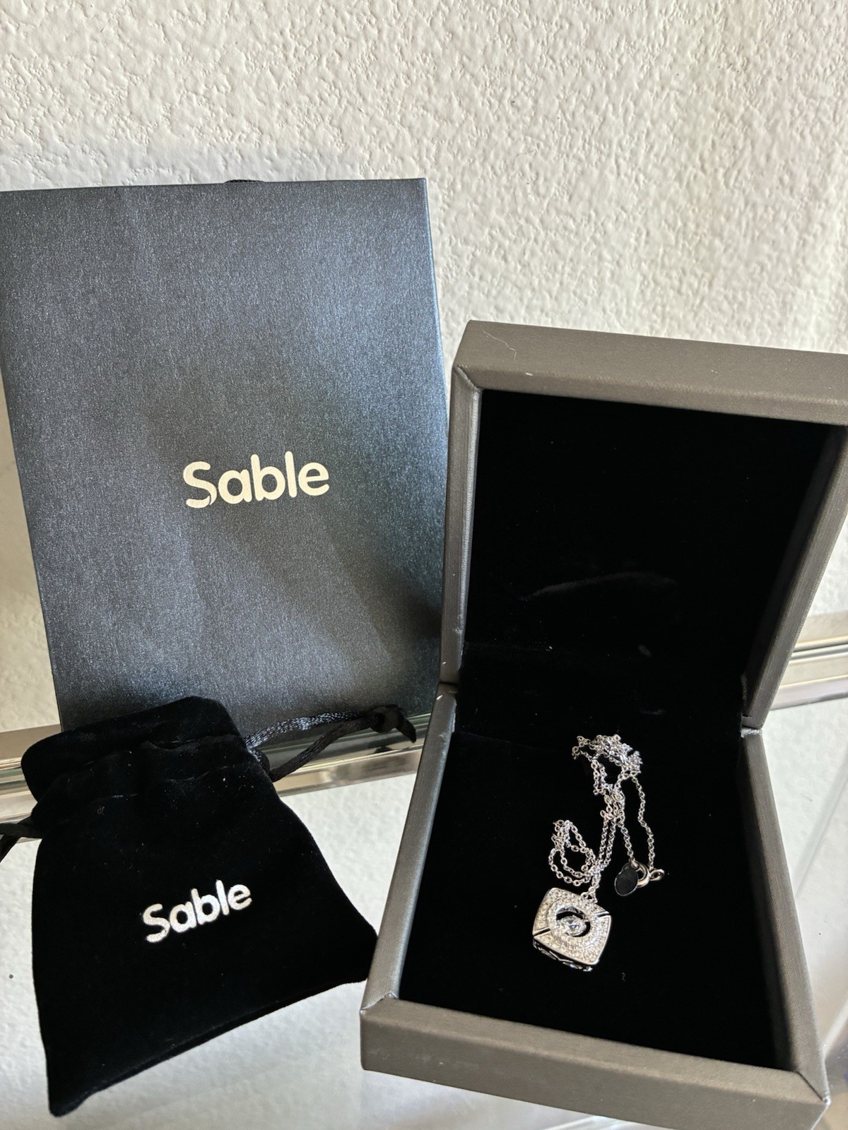 *NWT* Sable Silver Crystal Pave Pendant Necklace