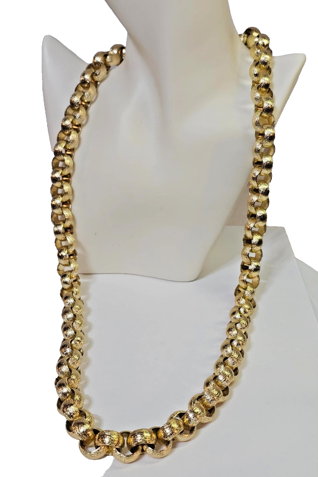 vtg Goldfilled/Goldplated Belcher Chain Chunky Wide Necklace Statement 31in-114g