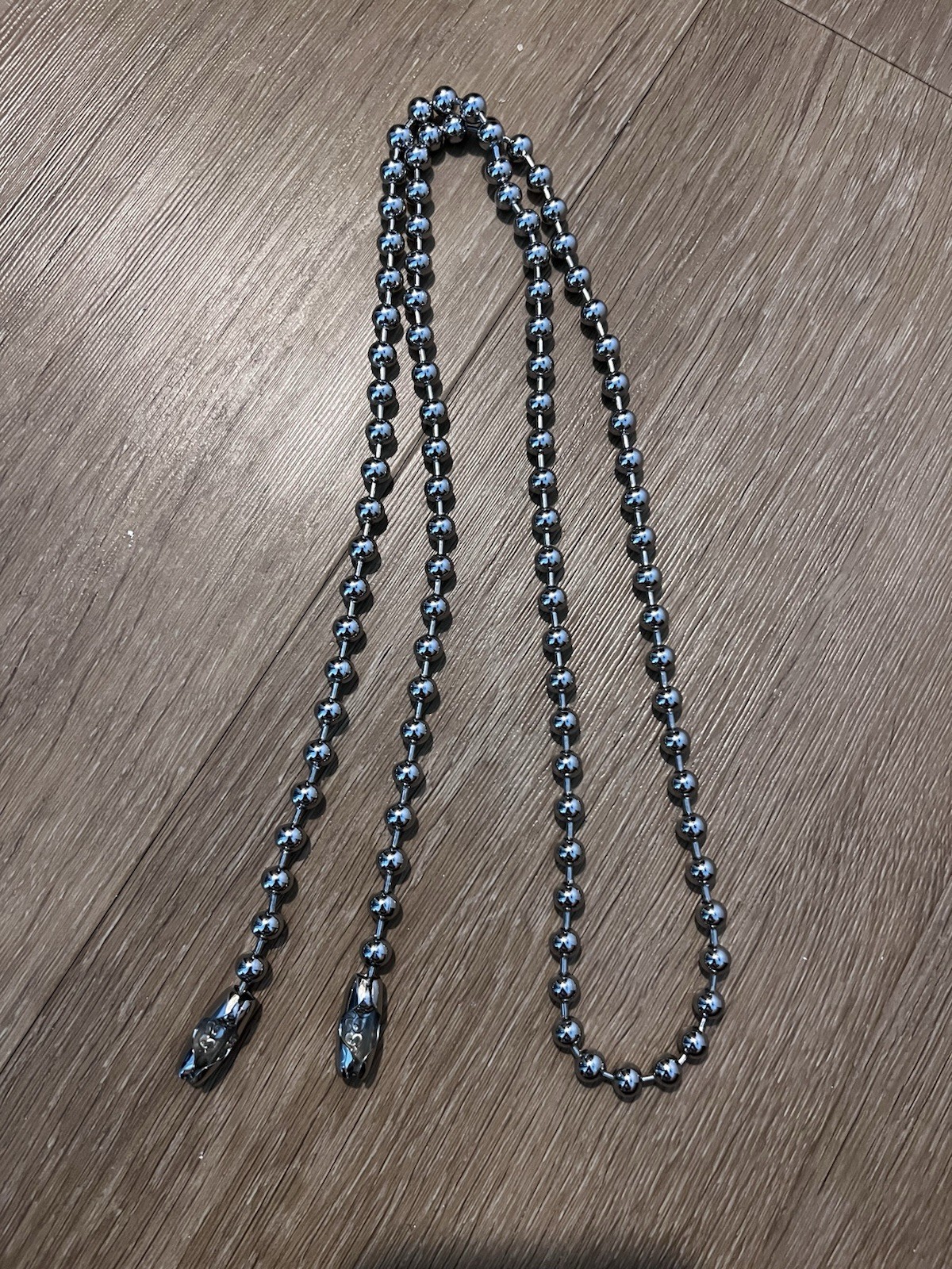 OSSA Silver Ball/Bead Chain Necklace, Beaded Chain Style, No Stone