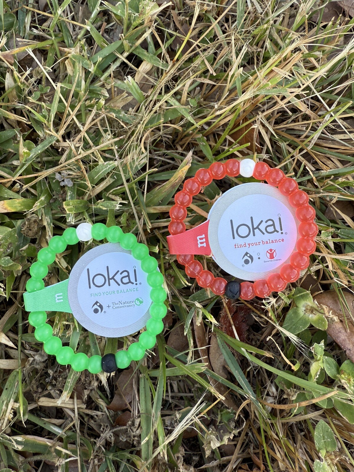 Lokai Bracelets Set Of 2 Medium Green Red
