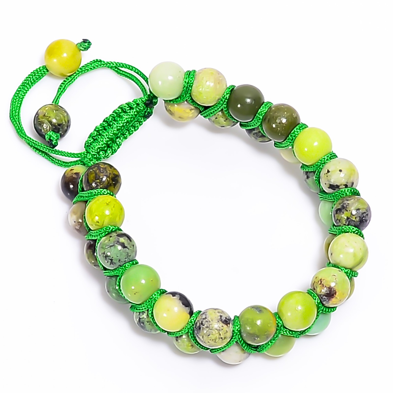 Chrysoprase Gemstone Round 8 mm Beads 7-10″ Adst. Macrame Thread Bracelet BB-54