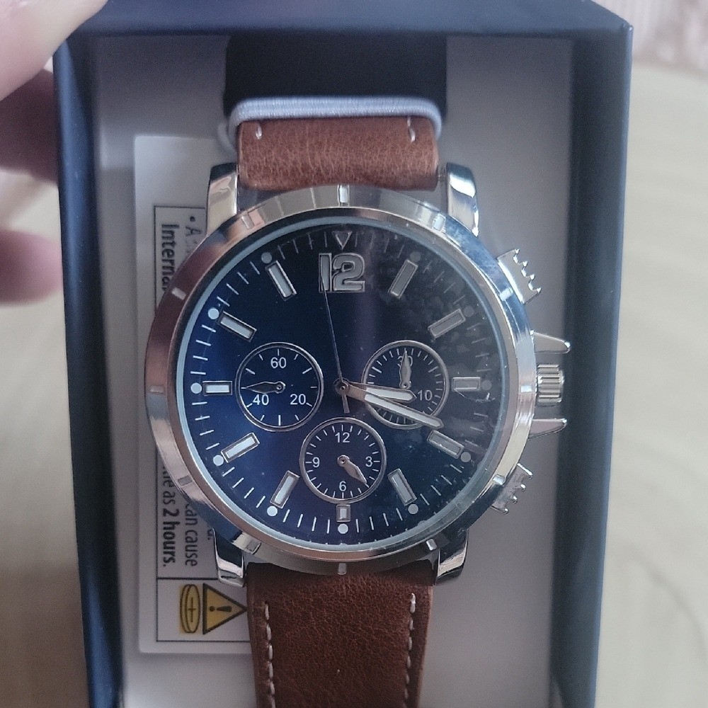 George Quartz Watch with Brown Strap