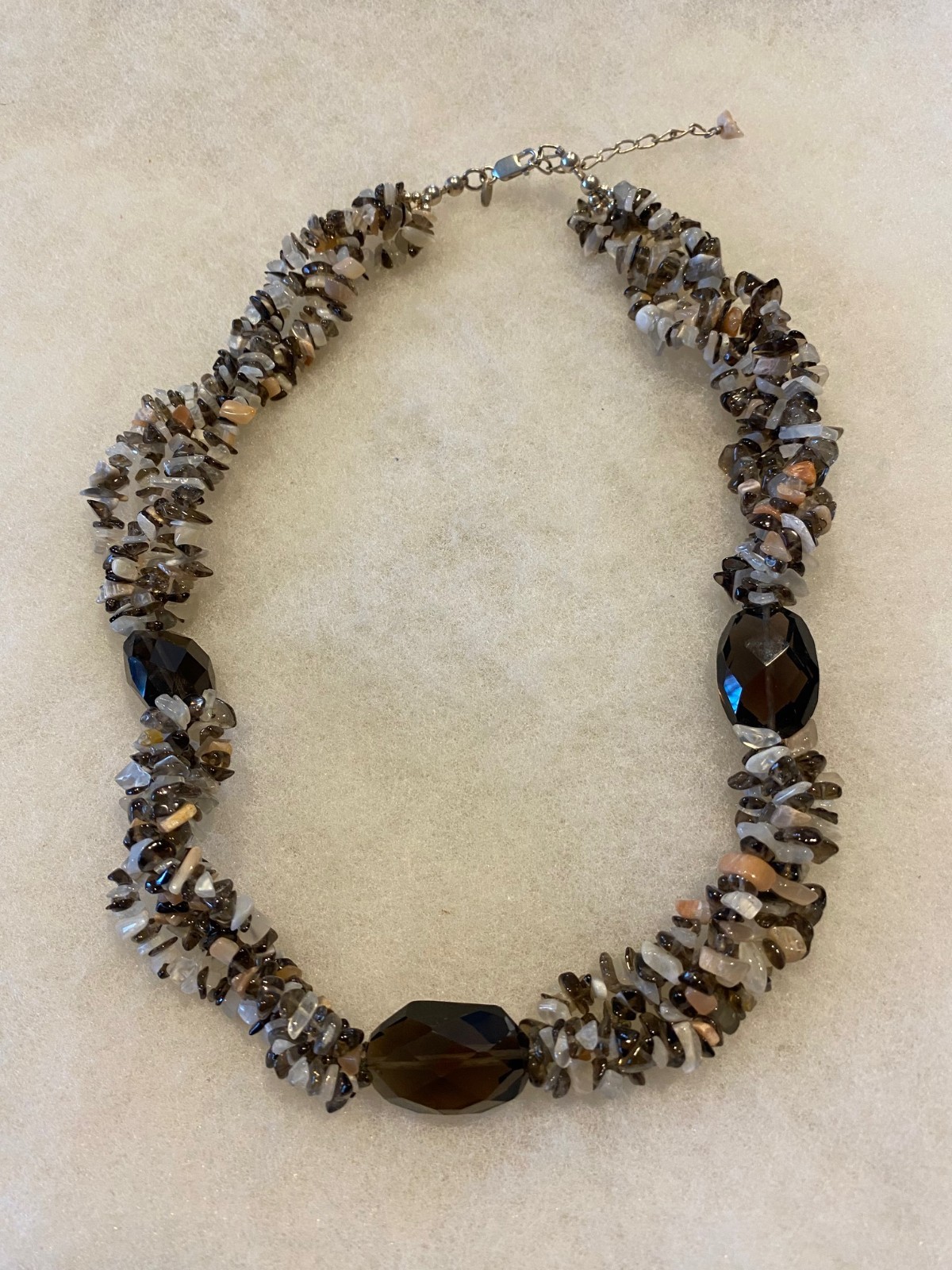 Sajen Faceted Smokey Quartz & Chip Necklace – 18 In. Long with 2 In. Extender