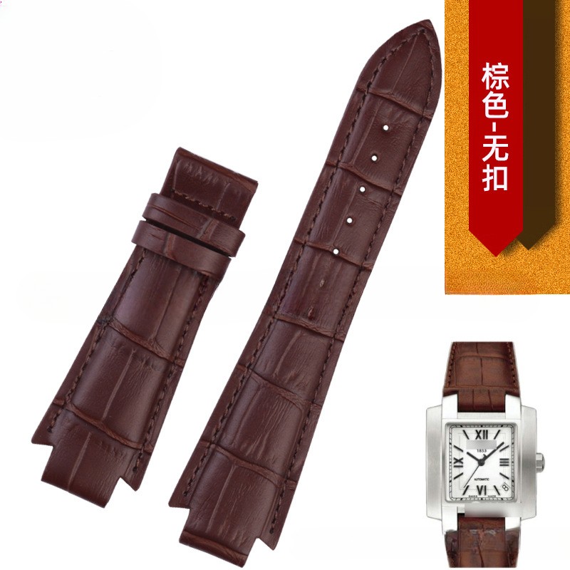 For 1853 Tissot T60 Notched Genuine Leather Watch Straps Mens Wristband 24X14mm