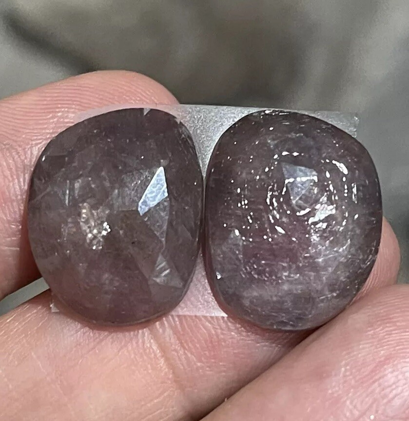 30.8ct 19.6×15.6×4.7mm Pair Dusty Pink Natural Sapphire Cabochons Rose Cut