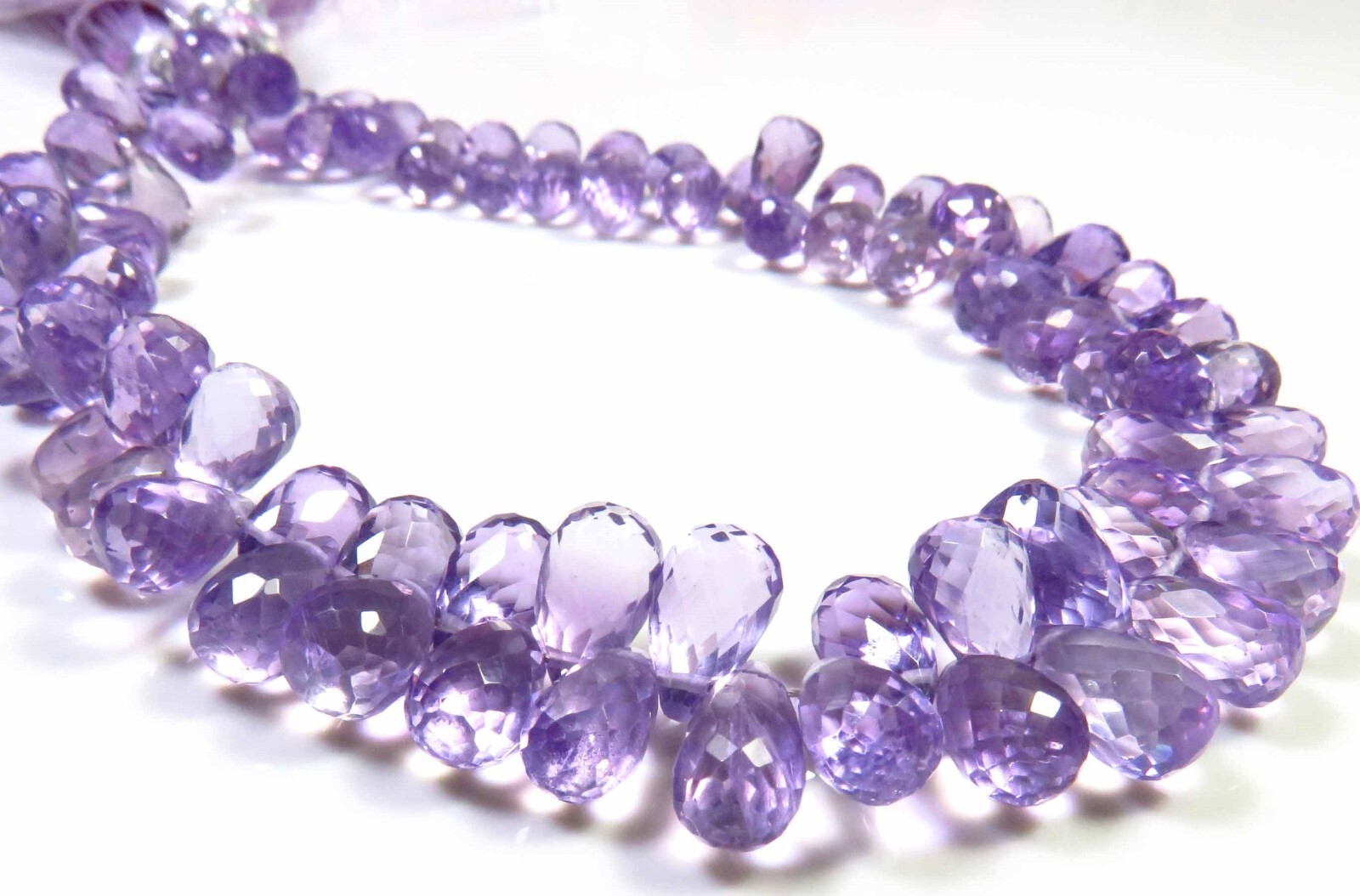 Top Amethyst Faceted Beads 8″Strand Natural Gems Teardrop Beads 6-8.5mm LC-1170