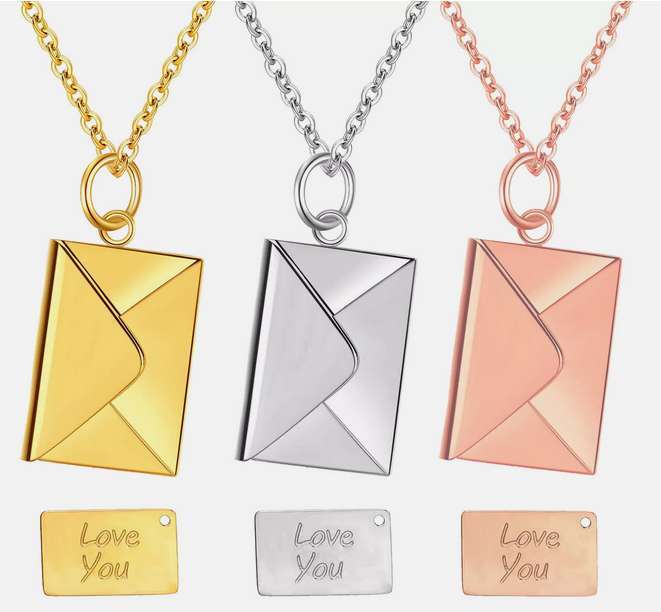 Love You Letter Envelope Pendant Necklace for Women Lover with Luxury Gift Box
