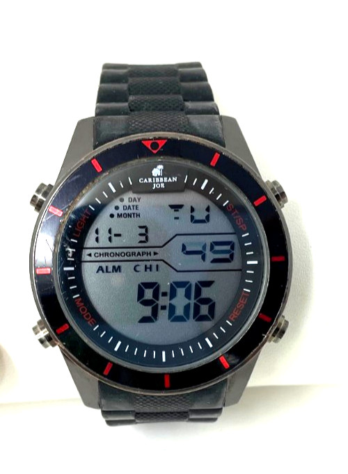 Caribbean Joe CJ7070GU Men’s Quartz Wristwatch Black Gray Sport Watch | NEW Batt