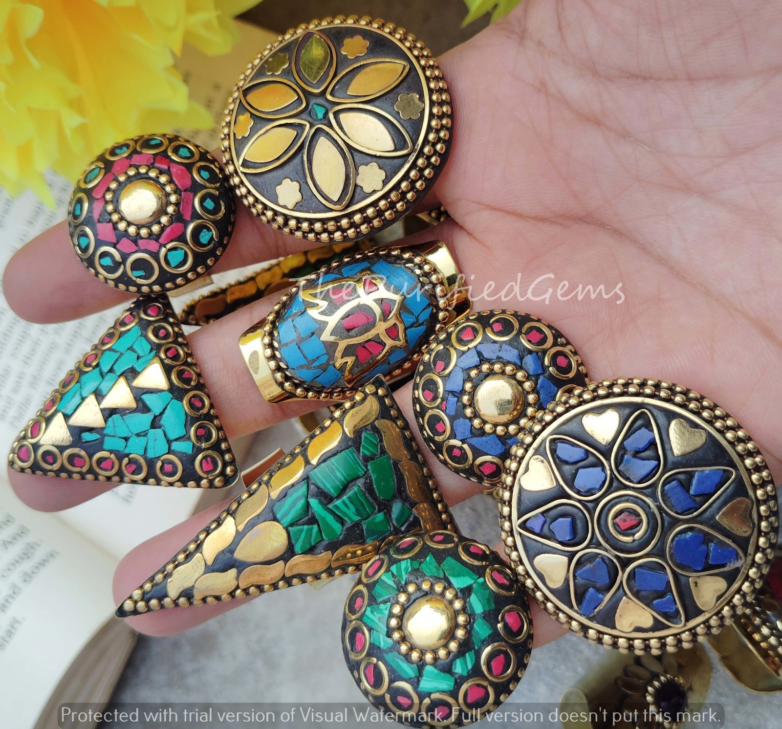 Lapis Lazuli & Mix Nepali Adjustable Rings For Women/Boho Rings Jewelry/Gift Her