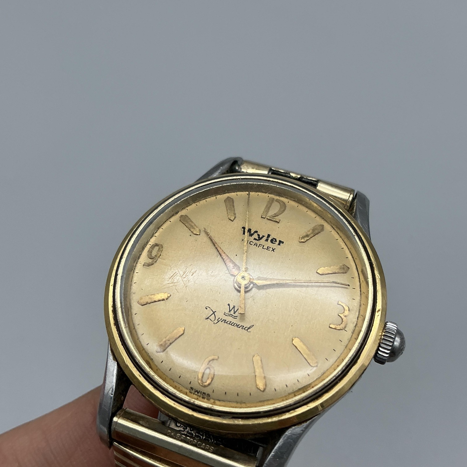 Vintage Wyler Mens Watch 32mm Two Tone Incaflex Dynawind Manual Wind