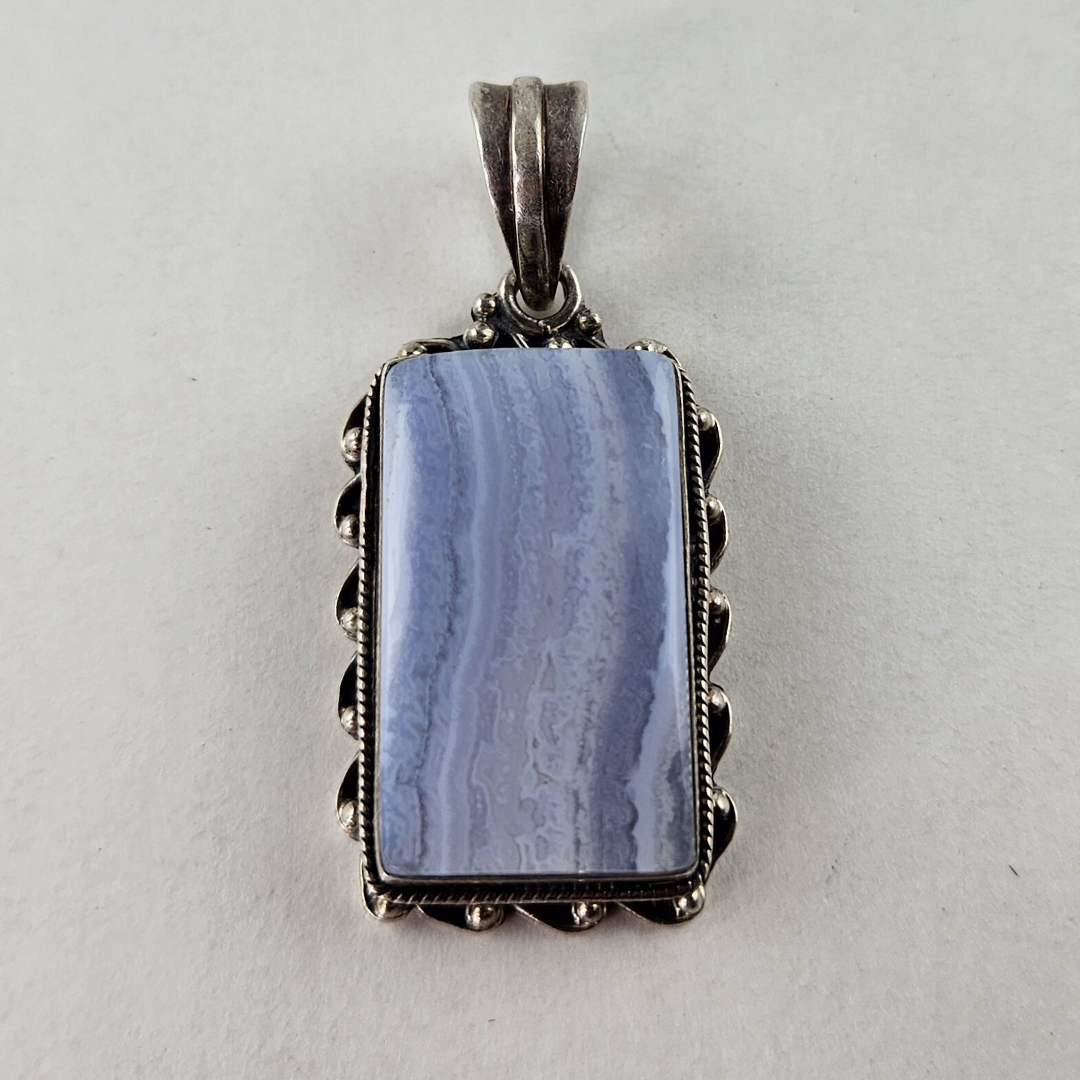 Sterling Silver Blue Jasper Pendant 13.0g [7942]