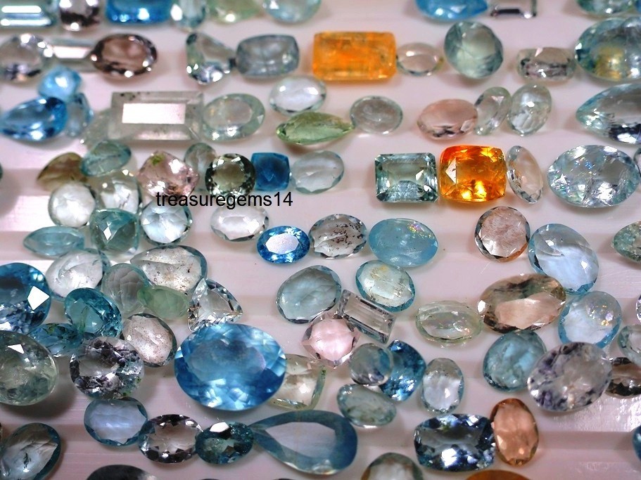 10 Carat Wholesale Lot Natural Santa Maria Aquamarine Faceted Cut Stone Gemstone