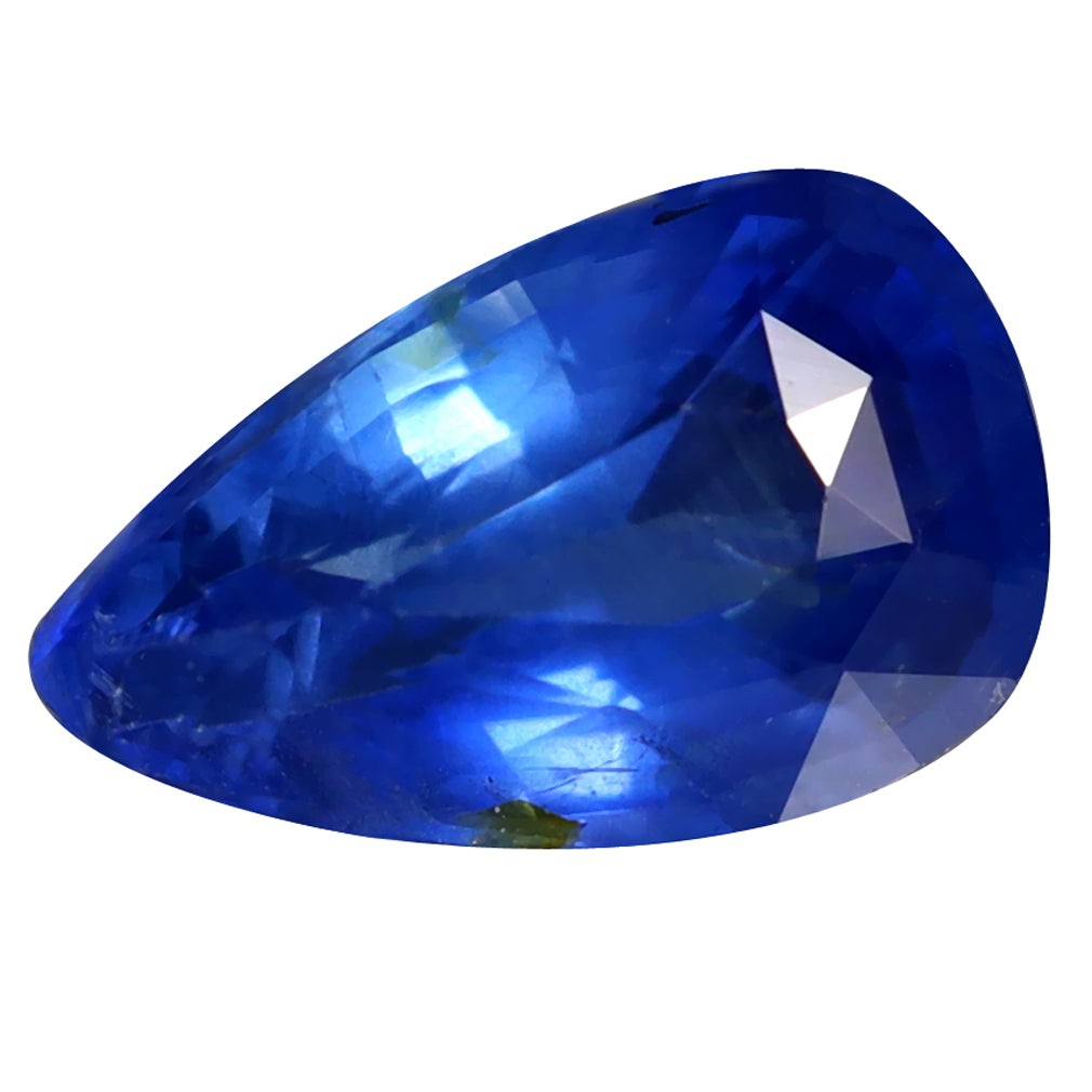 GIA Certified 1.08 ct Shimmering Pear (7.60 x 4.77 mm) Unheated Blue Sapphire
