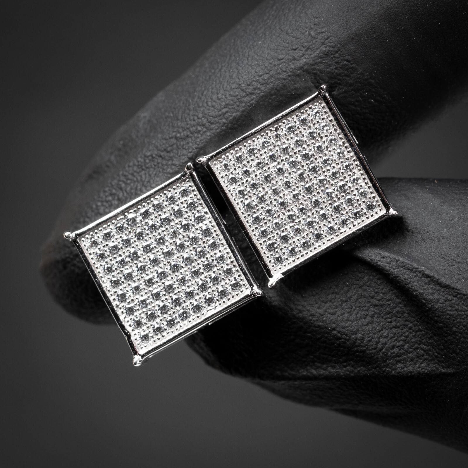 Men’s Square Flat Screen 925 Sterling Silver Hip Hop Stud Screw Back Earrings