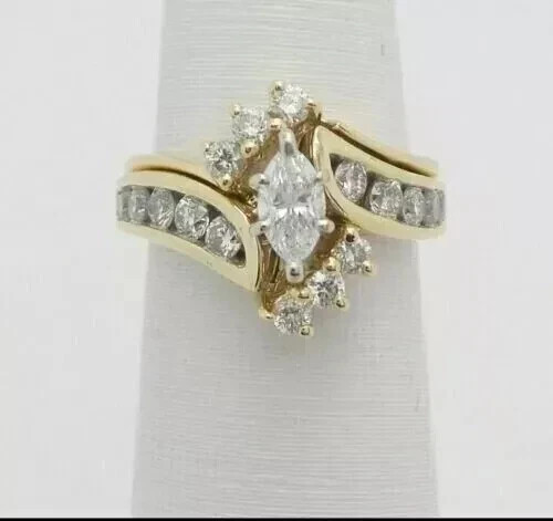 3Ct Marquise Cut Lab-Created Diamond Women’s Wedding Ring 14K Yellow Gold Plated