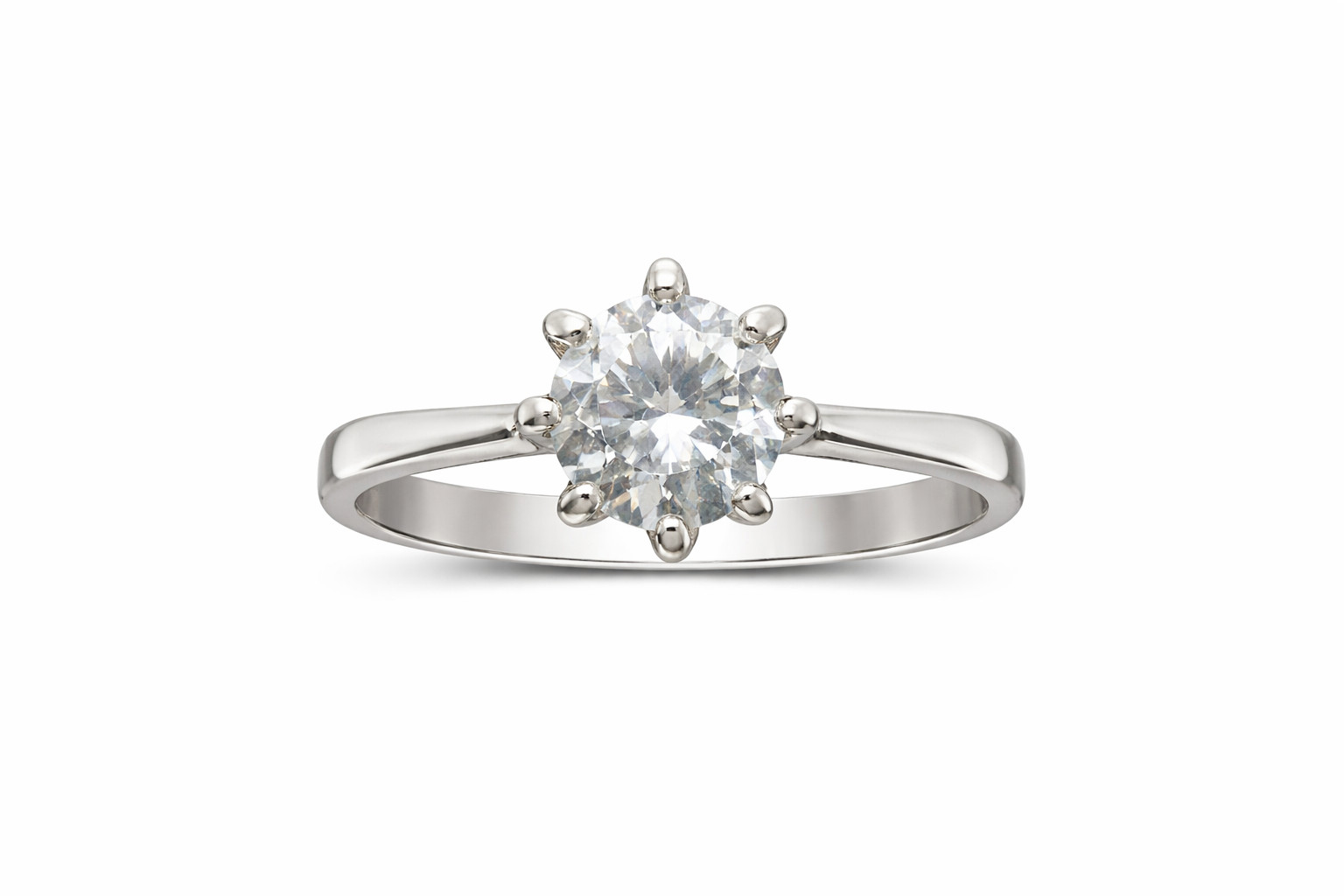 Elegant Sterling Silver Ring With 5.5mm Cubic Zirconia Stamped 925 Nickel Free