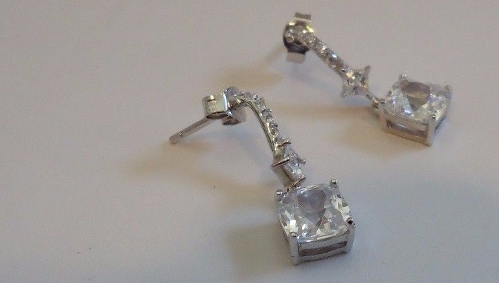 925 STERLING SILVER EARRINGS DANGLING POST STUD / DIMENSION 22MM BY 7MM