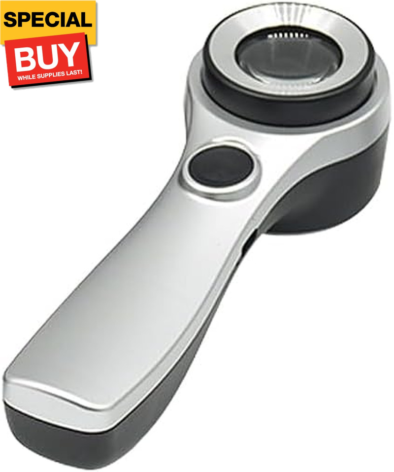 Handheld 10X Magnifier Loupe Optical Glass Magnifying Glass with Light Scale Mag