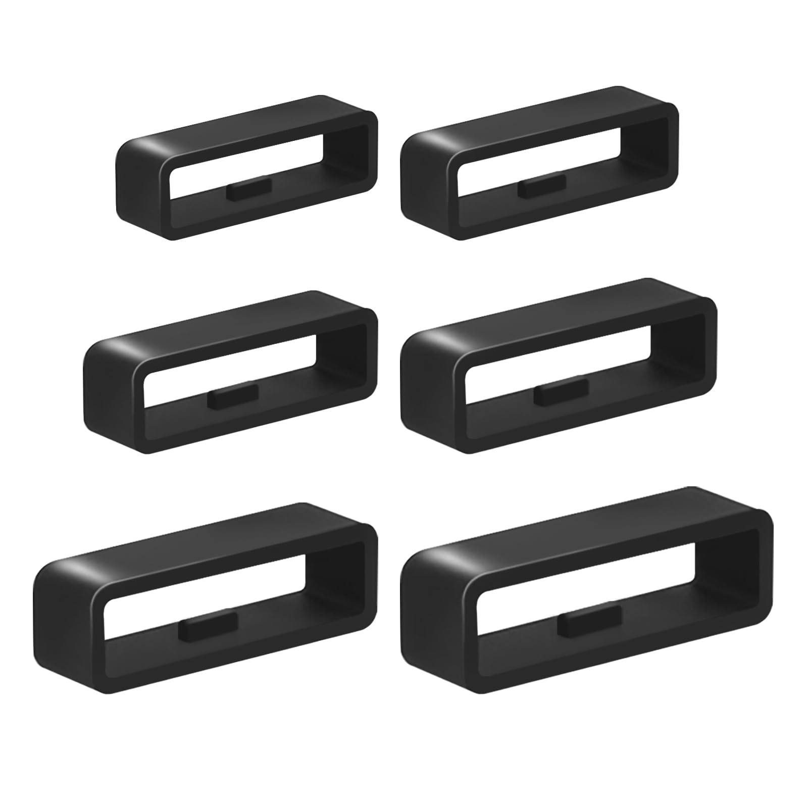 6 Pcs Watch Band Keepers 16-26mm Black Silicone Loops Strap Holder for Watches