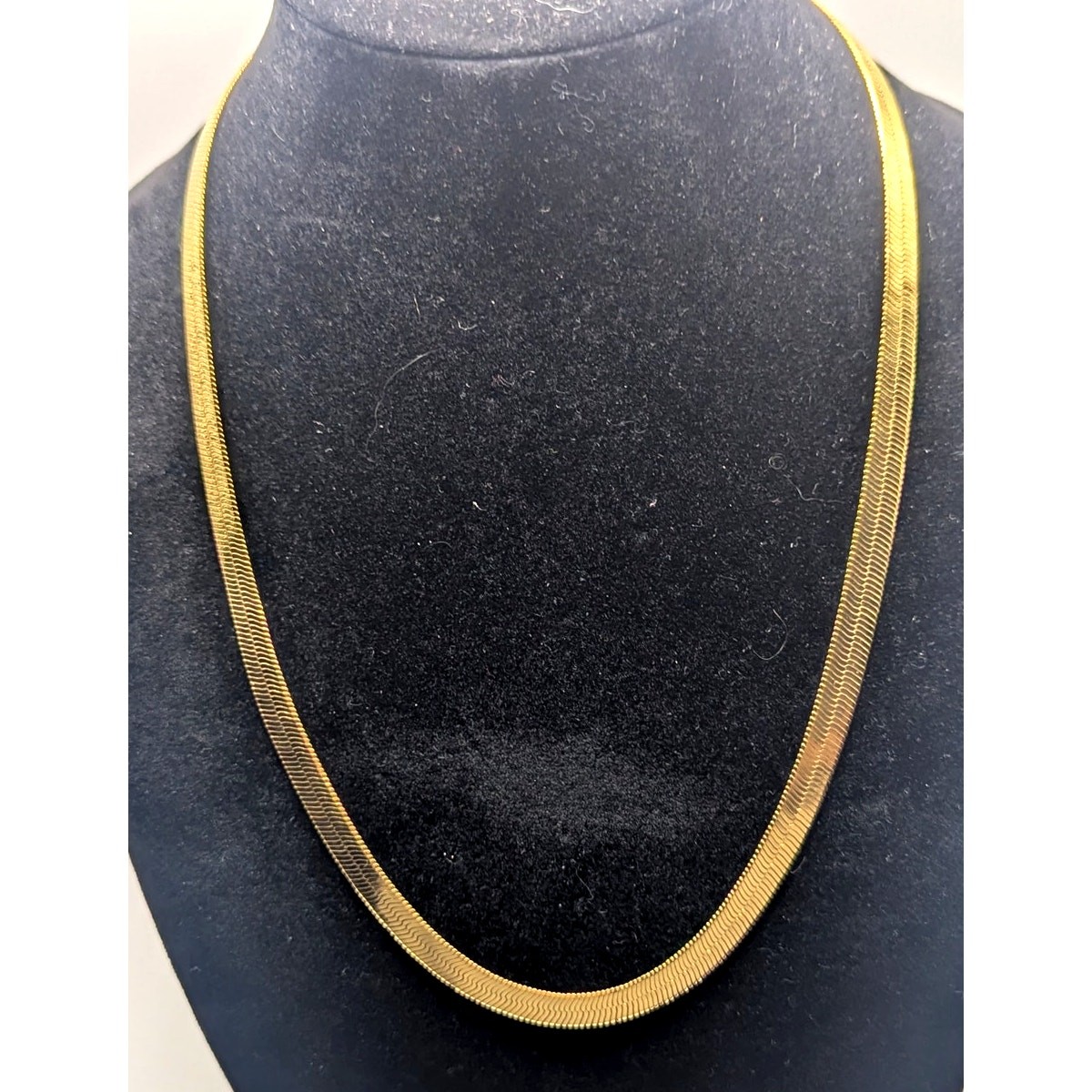MONET Herringbone Necklace Womens Gold Tone Flat Snake Chain 18in