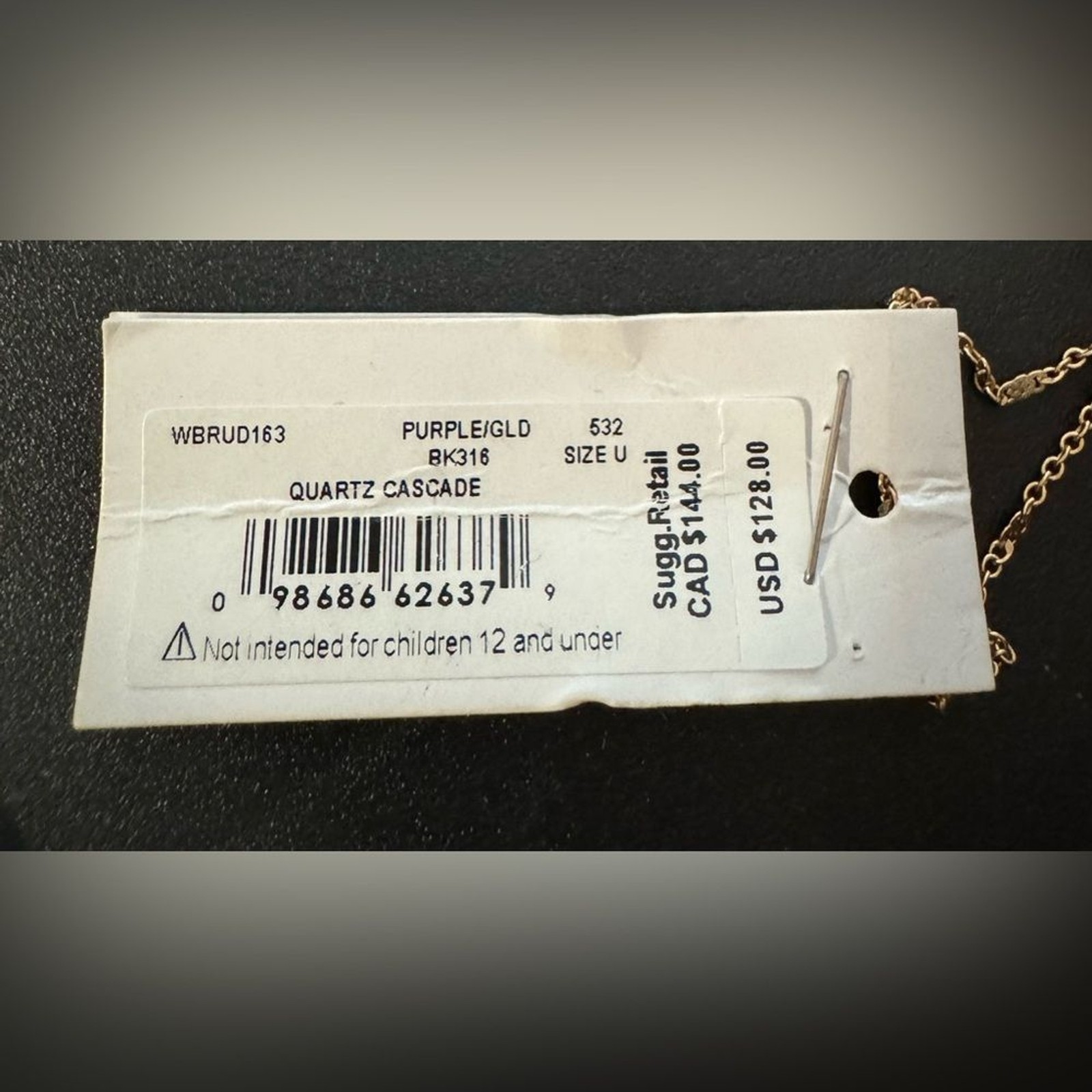 Kate Spade New York Quartz Cascade Pendant Necklace | Purple Stone | 22” | NWT