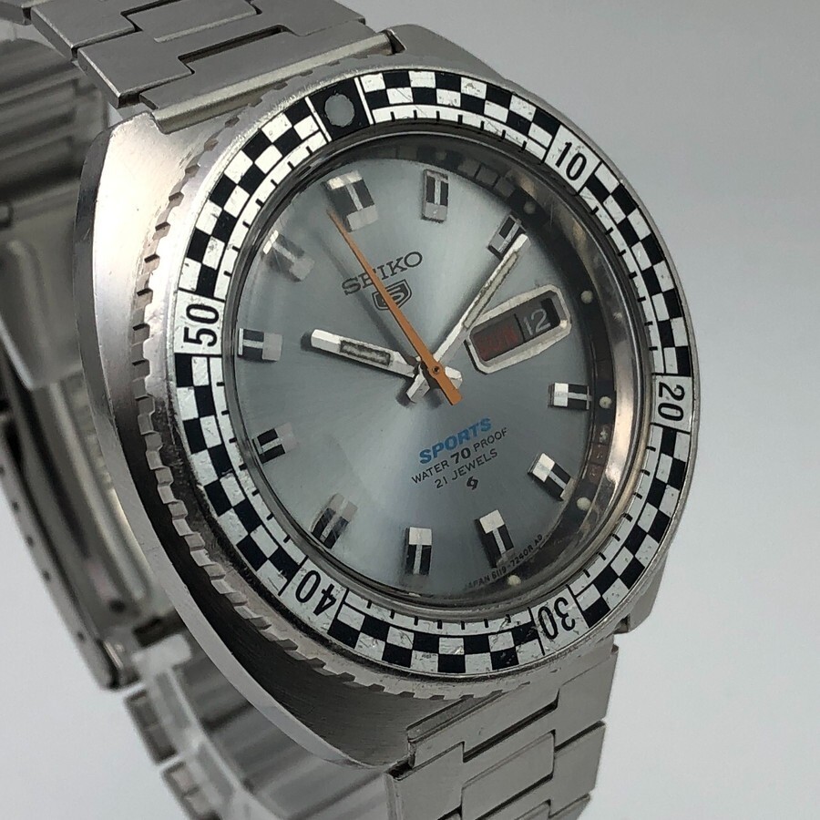 Vintage 1969 Seiko 5 Sports 6119-7170 Rally diver Checker flag Automatic #1992