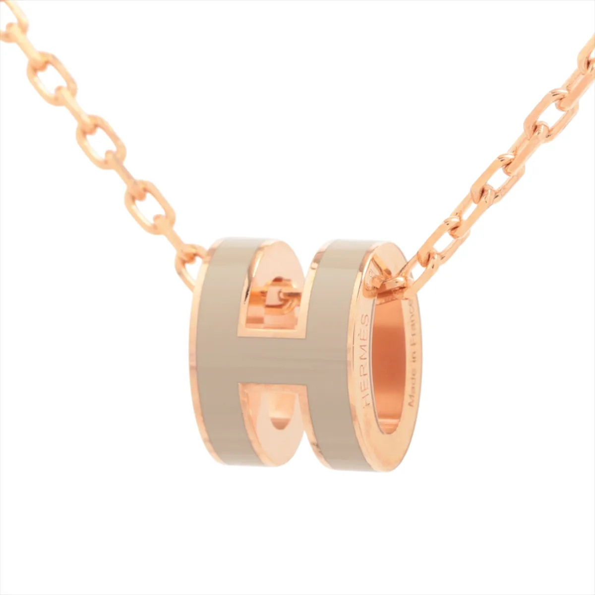 Hermès Mini-pop H GD0226 Necklace GP Pink gold x ivory