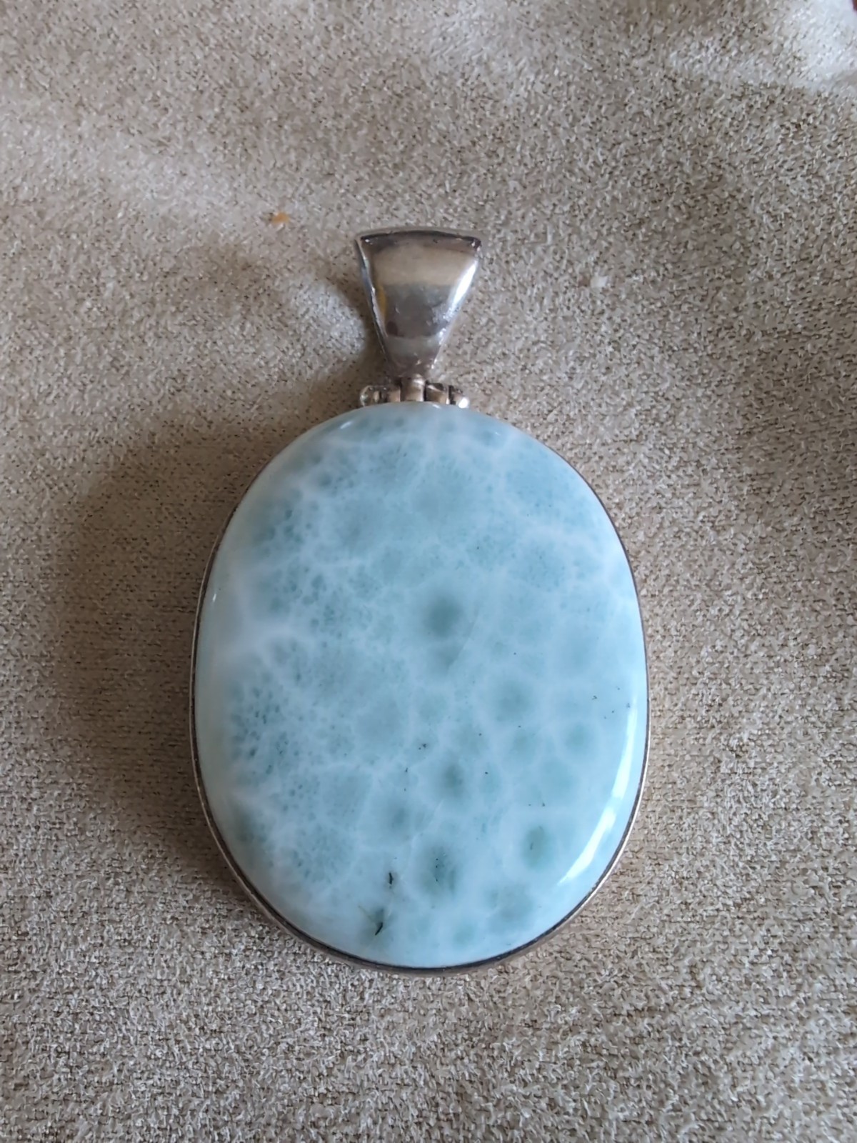 Natural Larimar Dominican Republic 925 Sterling Silver 3″ Pendant ~32.9g