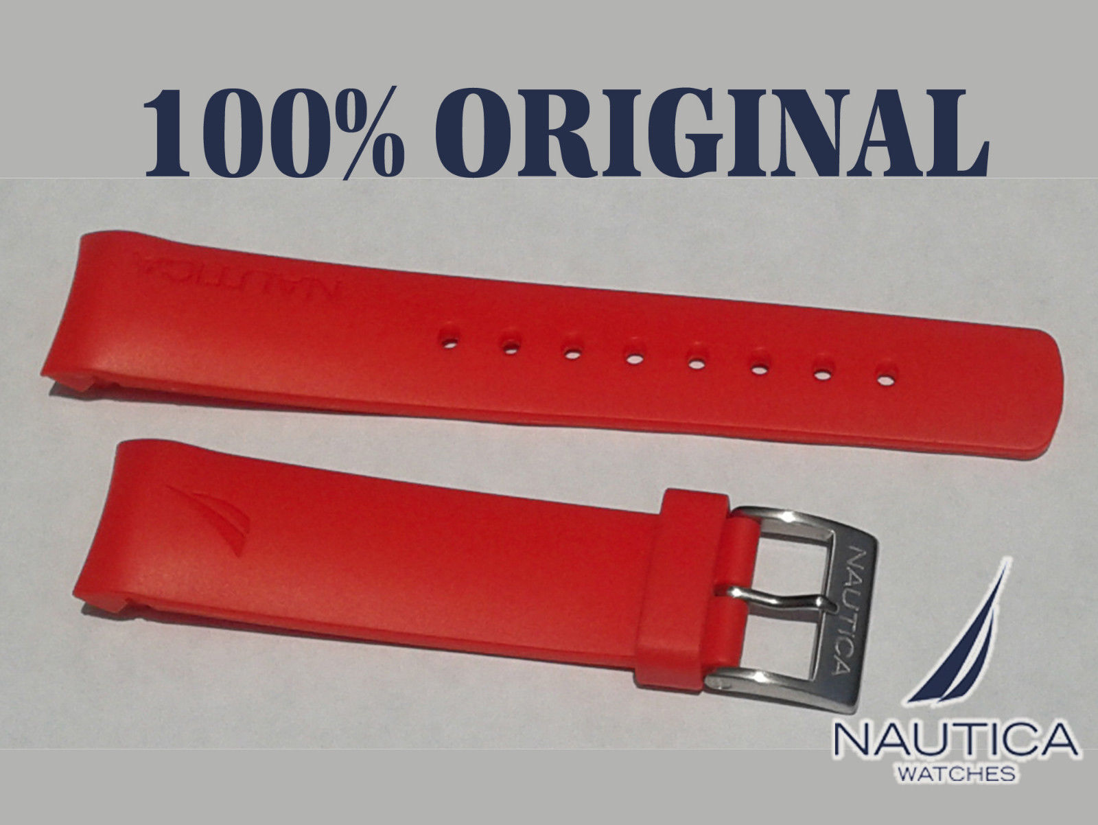 22 mm Authentic NAUTICA NTC Men’s NST Silicone Rubber Watch Band Strap
