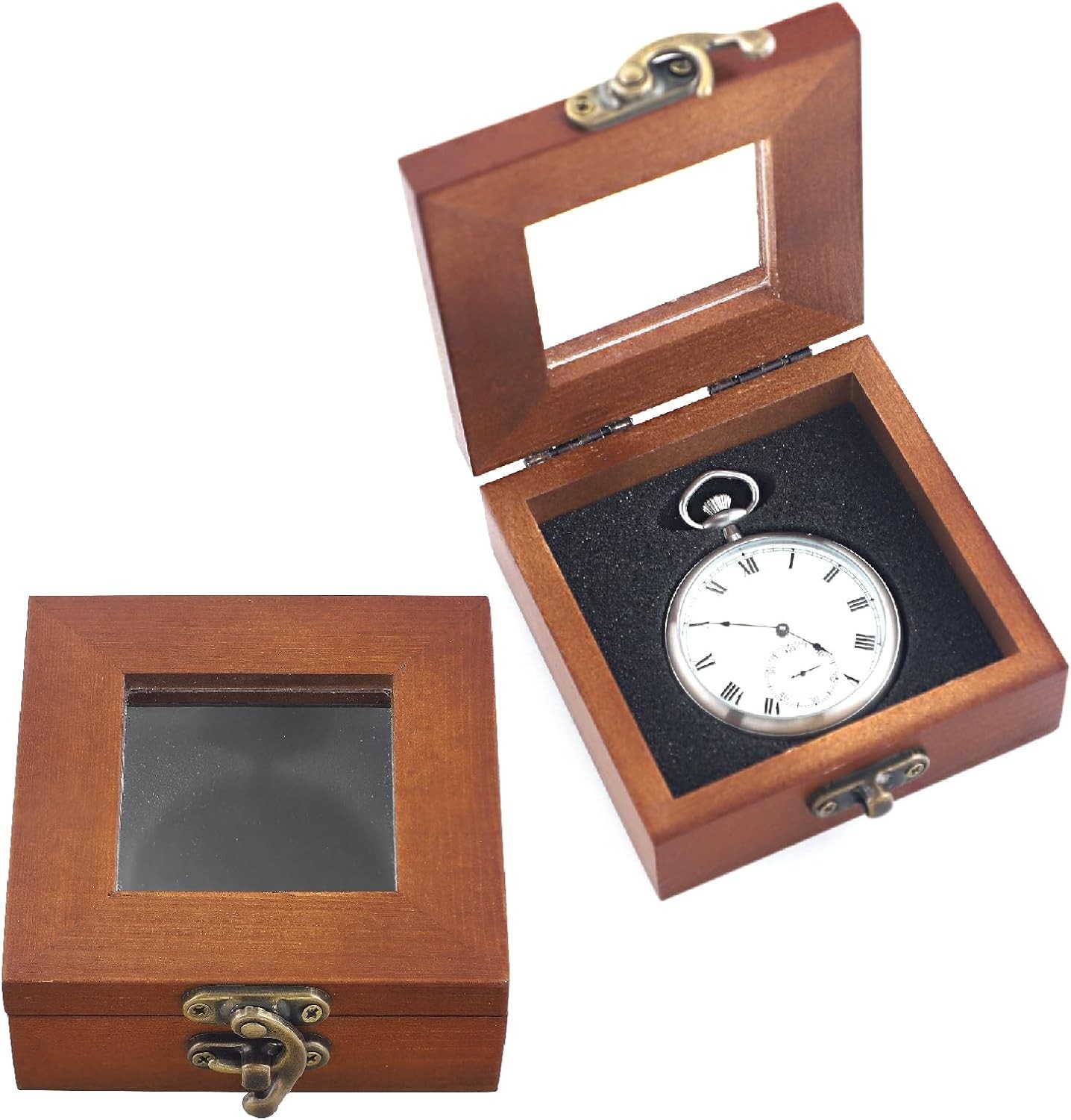 Walnut Wood Pocket Watch Box Portable Single Pocket Watch Display Storage Travel